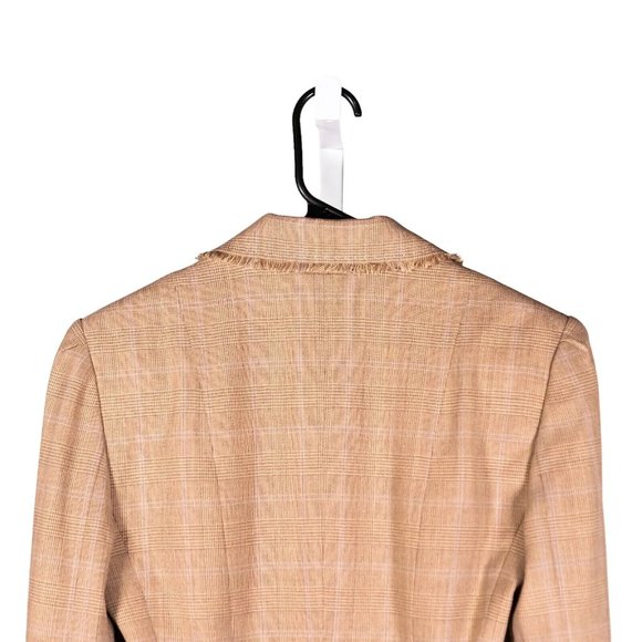 Elie Tahari Womens Blazer Beige Plaid Wool Stretch Work Career Suit Jacket 4 - Picture 8 of 10